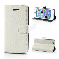 Горизонтальный чехол Crocodile Style для iPhone 5C (белый)