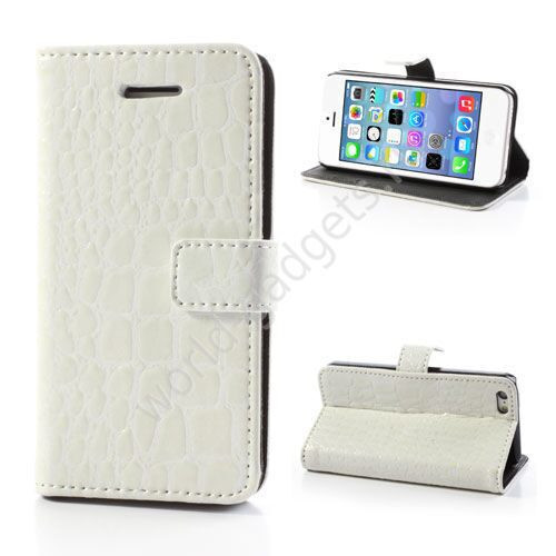 Горизонтальный чехол Crocodile Style для iPhone 5C (белый)