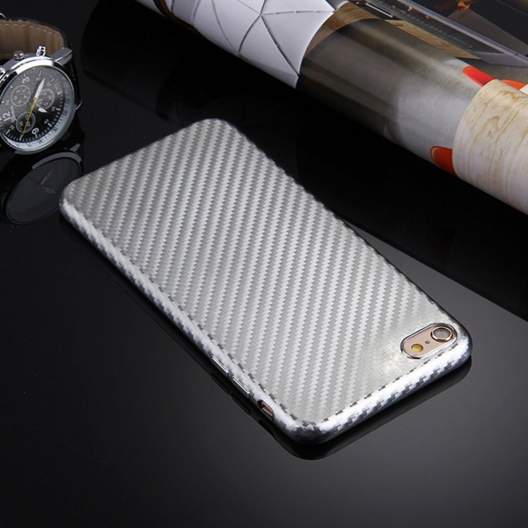 Чехол-накладка Artistic Carbon для iPhone 6 Plus / 6S Plus (серебряный)