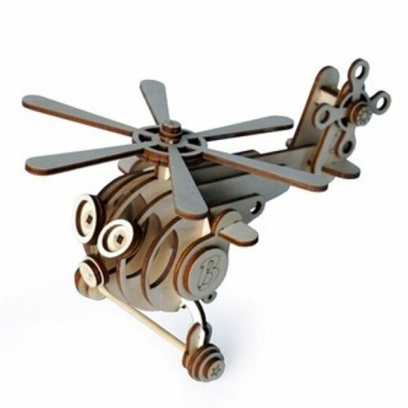 Конструктор 3D деревянный подвижный Lemmo Вертолет Витя