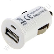 Мини-USB, автомобильное зарядное устройство (Белый) Мини-USB, автомобильное зарядное устройство (Белый)