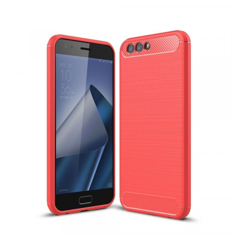 Чехол-накладка Carbon Fibre для Asus Zenfone 4 ZE554KL (красный)