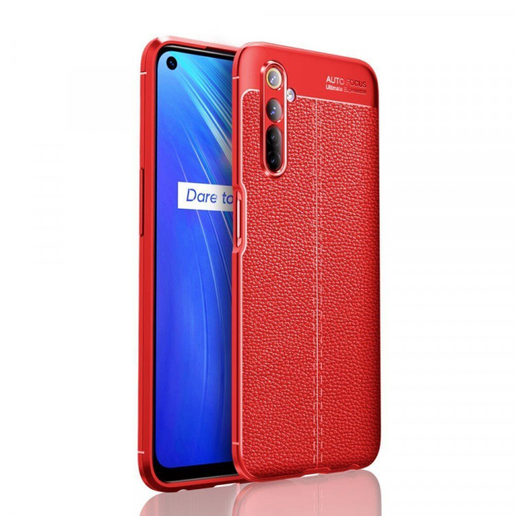 Чехол-накладка Litchi Grain для Realme 6 / Realme 6S (красный)