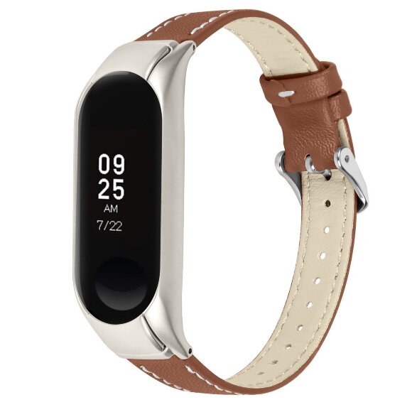 Кожаный ремешок для Xiaomi Mi Band 5 (коричневый) Кожаный ремешок для Xiaomi Mi Band 5 (коричневый)
