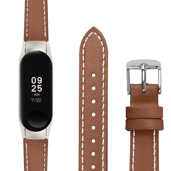 Кожаный ремешок для Xiaomi Mi Band 5 (коричневый) Кожаный ремешок для Xiaomi Mi Band 5 (коричневый)
