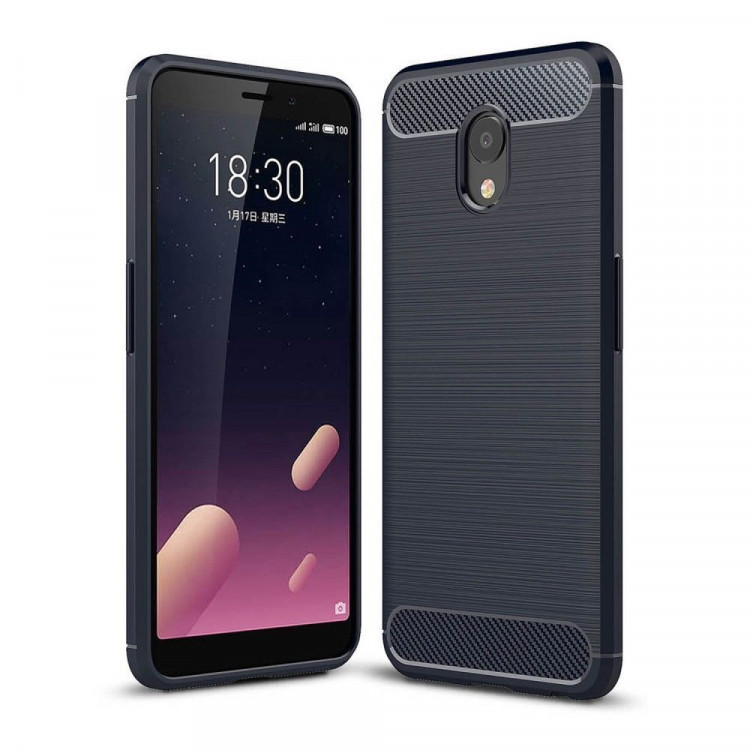 Чехол-накладка Carbon Fibre для Meizu M6s (темно-синий)