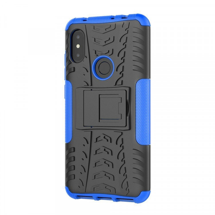 Чехол Hybrid Armor для Xiaomi Redmi Note 6 Pro (черный + голубой)