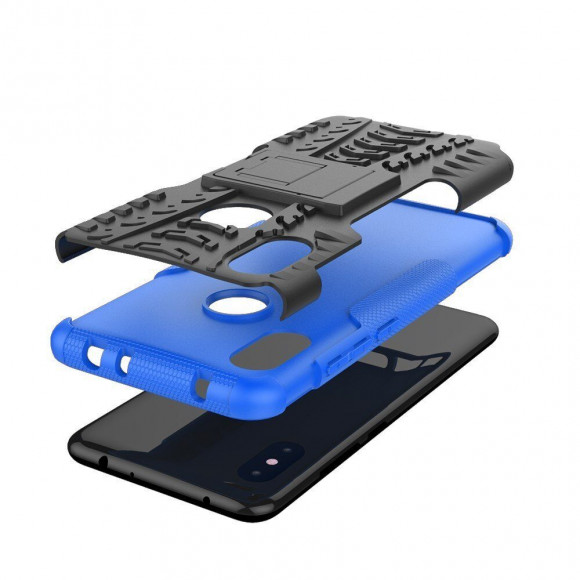 Чехол Hybrid Armor для Xiaomi Redmi Note 6 Pro (черный + голубой)