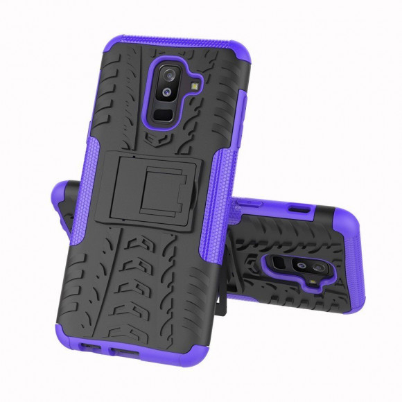 Чехол Hybrid Armor для Samsung Galaxy A6+ (Plus) (черный + фиолетовый)