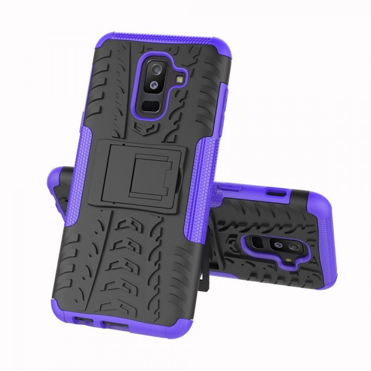 Чехол Hybrid Armor для Samsung Galaxy A6+ (Plus) (черный + фиолетовый)
