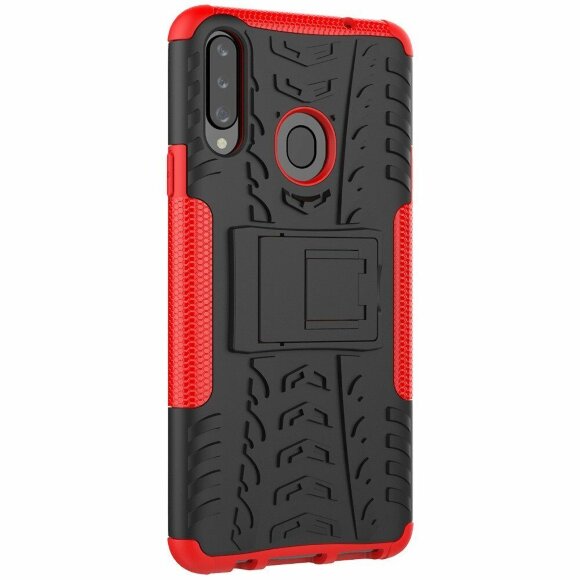 Чехол Hybrid Armor для Samsung Galaxy A20s (черный + красный)