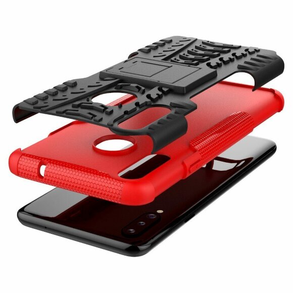 Чехол Hybrid Armor для Samsung Galaxy A20s (черный + красный)