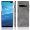 Кожаная накладка-чехол Litchi Texture для Samsung Galaxy S10+ (Plus) (серый)