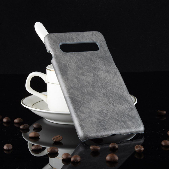 Кожаная накладка-чехол Litchi Texture для Samsung Galaxy S10+ (Plus) (серый) Кожаная накладка-чехол Litchi Texture для Samsung Galaxy S10+ (Plus) (серый)