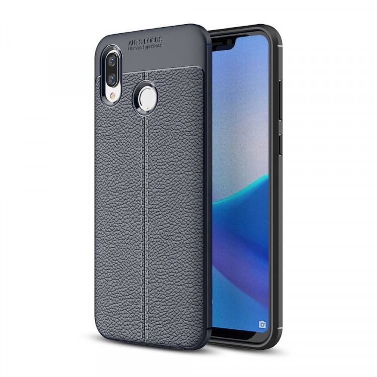 Чехол-накладка Litchi Grain для Huawei Honor Play (темно-синий)