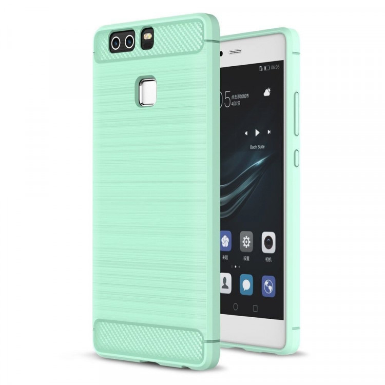 Чехол-накладка Carbon Fibre для Huawei P9 (сине-зеленый)