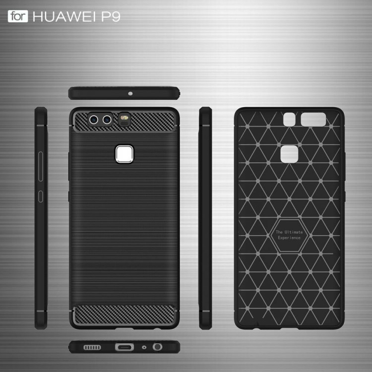 Чехол-накладка Carbon Fibre для Huawei P9 (сине-зеленый)