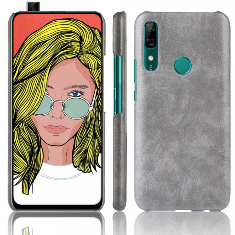 Кожаная накладка-чехол для Huawei P Smart Z / Honor 9X (STK-LX1) (серый)