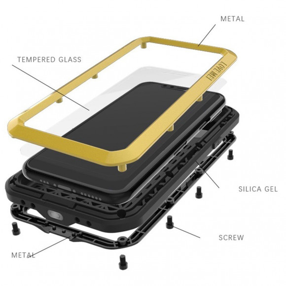 Гибридный чехол LOVE MEI для iPhone 11 Pro Max (серебряный)