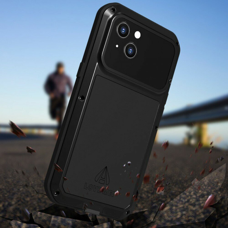 Гибридный чехол LOVE MEI для iPhone 13 (черный)