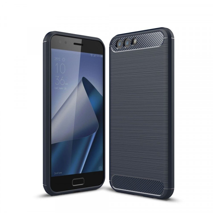 Чехол-накладка Carbon Fibre для Asus Zenfone 4 ZE554KL (темно-синий)
