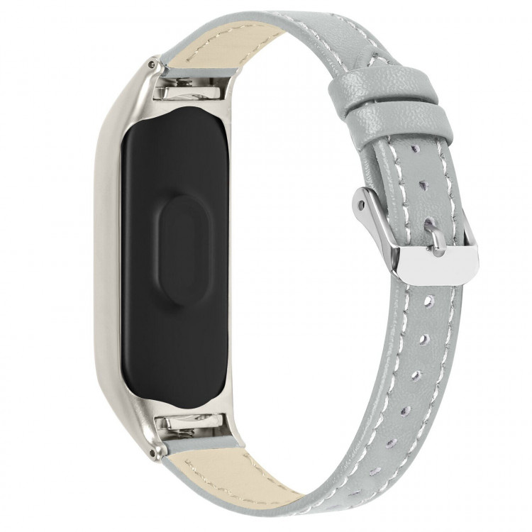 Кожаный ремешок для Xiaomi Mi Band 5 (серый)