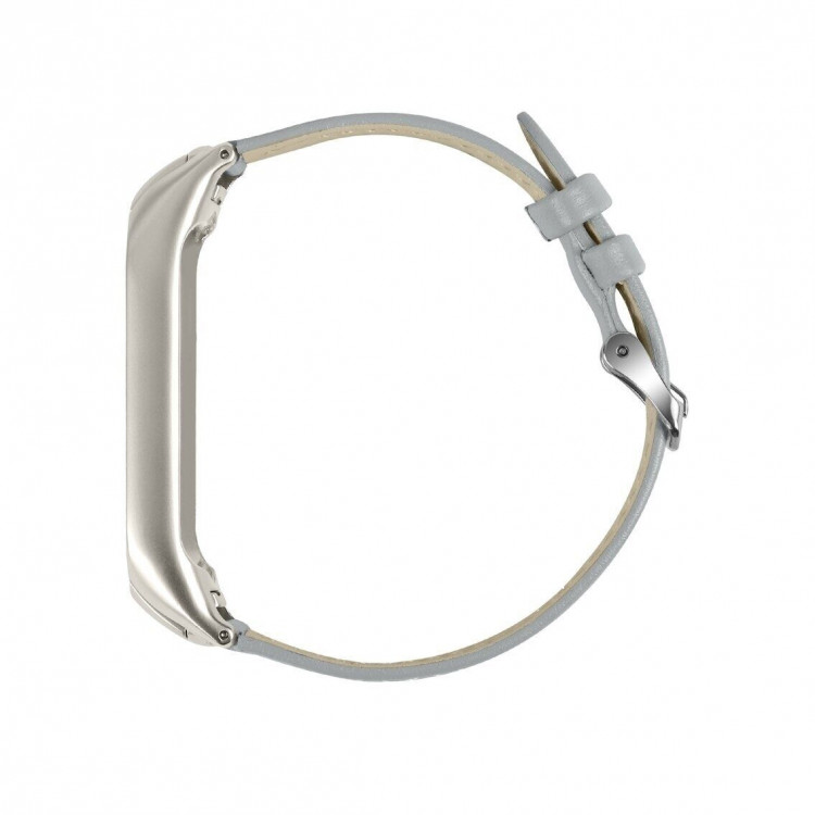 Кожаный ремешок для Xiaomi Mi Band 5 (серый)