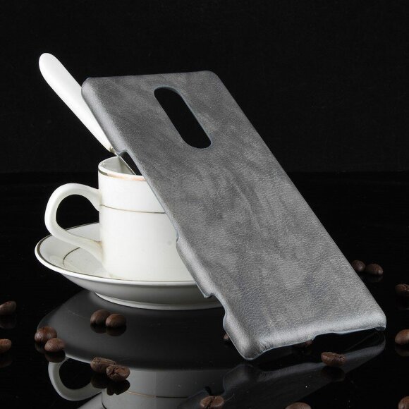 Кожаная накладка-чехол Litchi Texture для Sony Xperia 1 (серый)