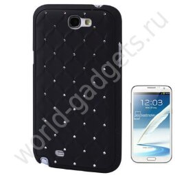 Пластиковый чехол Diamond Encrusted для Samsung Galaxy Note 2 / N7100 (черный)