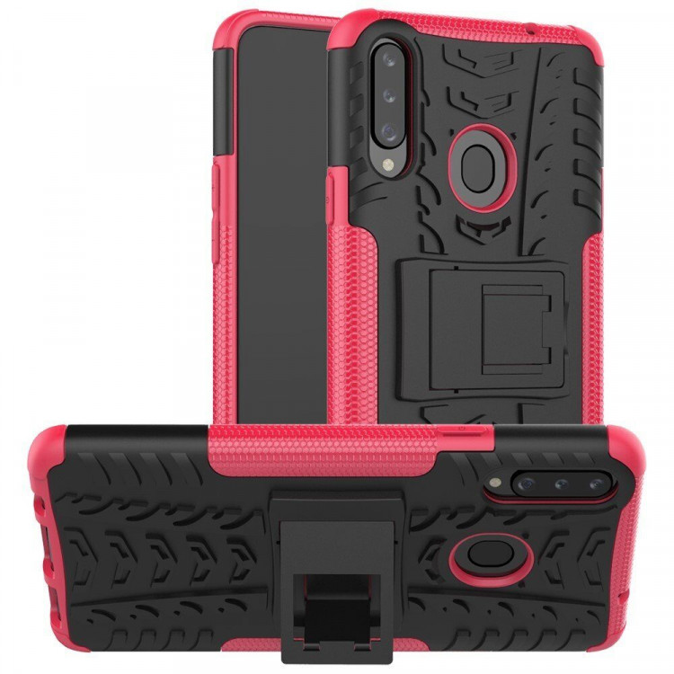 Чехол Hybrid Armor для Samsung Galaxy A20s (черный + розовый)
