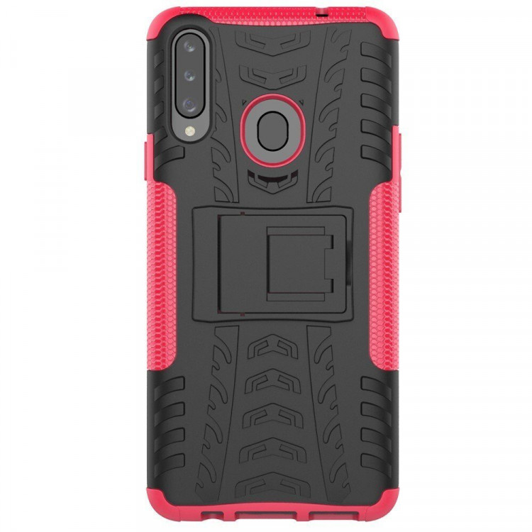 Чехол Hybrid Armor для Samsung Galaxy A20s (черный + розовый)