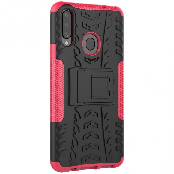 Чехол Hybrid Armor для Samsung Galaxy A20s (черный + розовый)