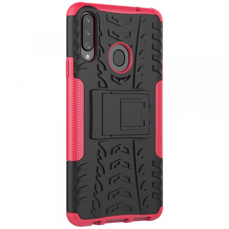 Чехол Hybrid Armor для Samsung Galaxy A20s (черный + розовый)