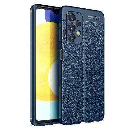 Чехол-накладка Litchi Grain для Samsung Galaxy A23 4G (темно-синий)