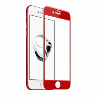 Защитное стекло 3D для iPhone 6 / 6S (красная окантовка)