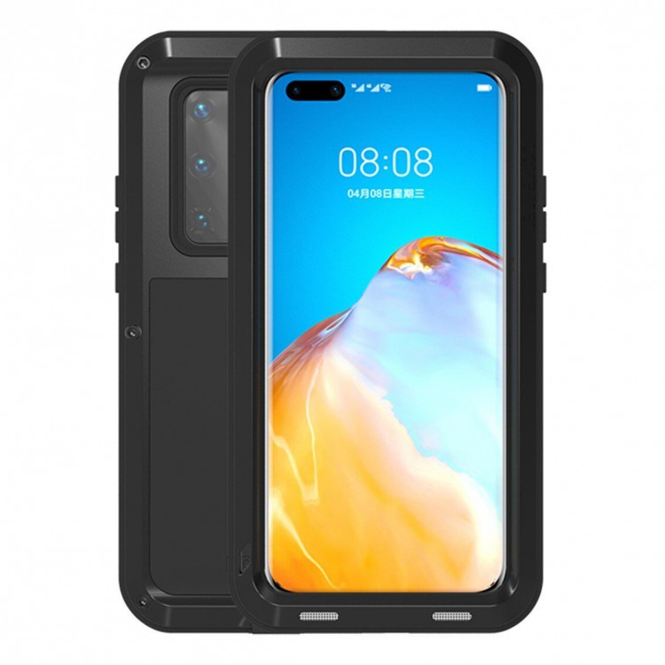 Гибридный чехол LOVE MEI для Huawei P40 Pro (черный)