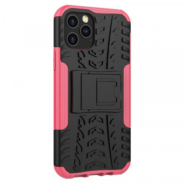 Чехол Hybrid Armor для iPhone 12 Pro Max (черный + розовый)