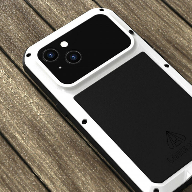 Гибридный чехол LOVE MEI для iPhone 13 (белый)