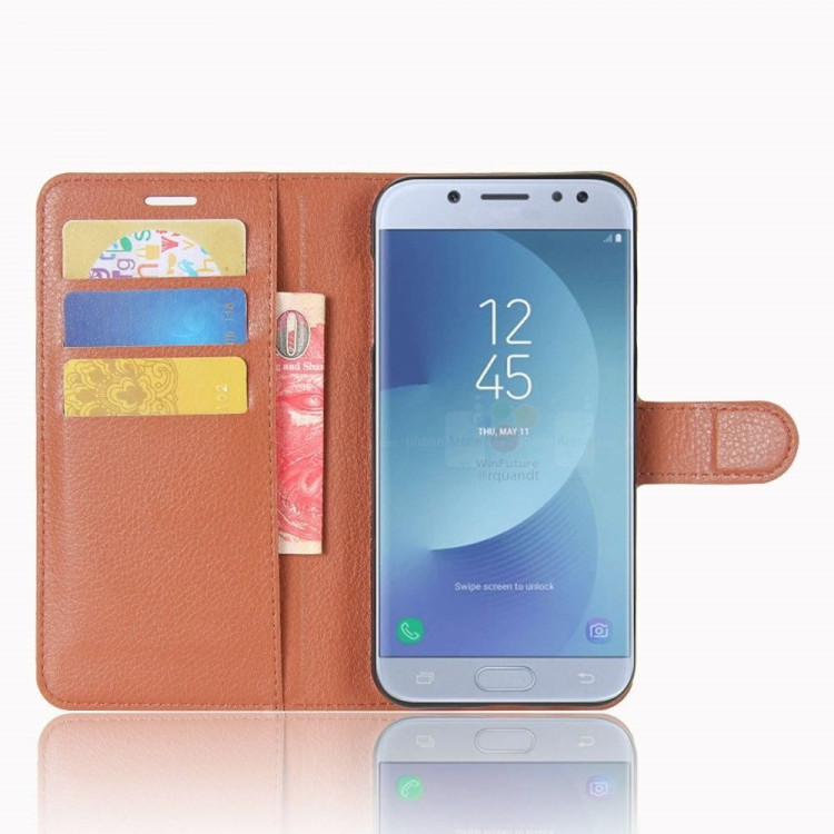 Чехол с визитницей для Samsung Galaxy J3 2017 (коричневый)
