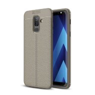 Чехол-накладка Litchi Grain для Samsung Galaxy A6+ (Plus) (серый)