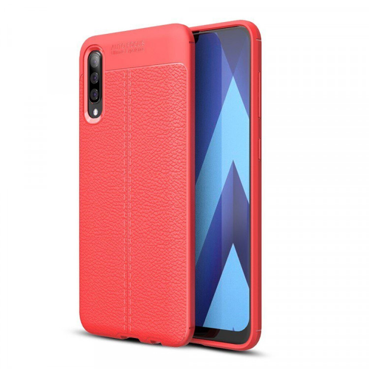 Чехол-накладка Litchi Grain для Samsung Galaxy A70 (красный)