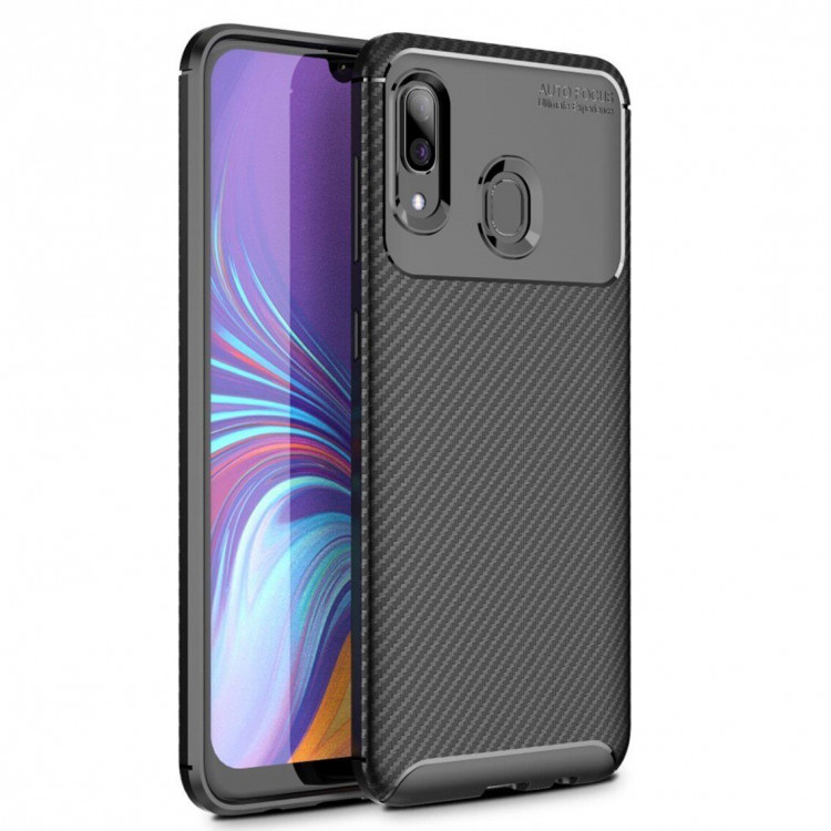 Чехол-накладка Resistant Carbon для Samsung Galaxy A30 / Galaxy A20 (черный)