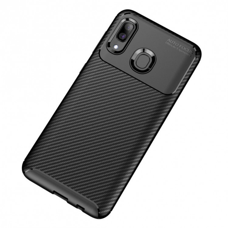 Чехол-накладка Resistant Carbon для Samsung Galaxy A30 / Galaxy A20 (черный)