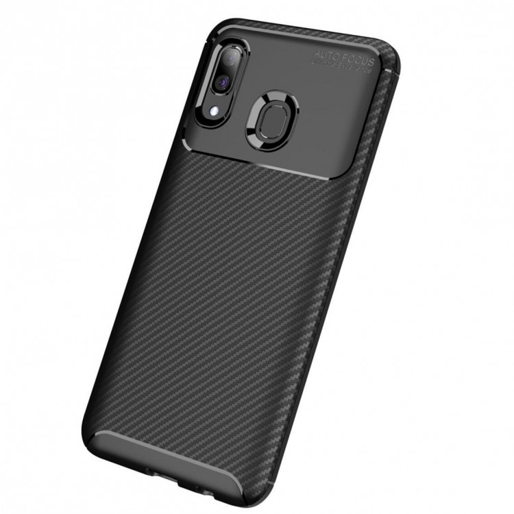 Чехол-накладка Resistant Carbon для Samsung Galaxy A30 / Galaxy A20 (черный)