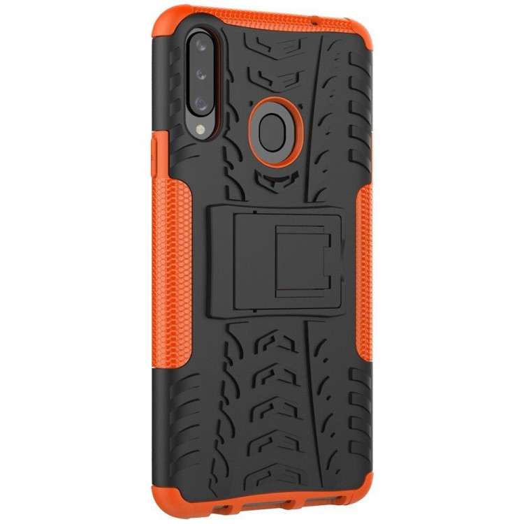 Чехол Hybrid Armor для Samsung Galaxy A20s (черный + оранжевый)