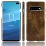 Кожаная накладка-чехол Litchi Texture для Samsung Galaxy S10+ (Plus) (коричневый)