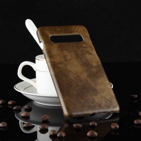 Кожаная накладка-чехол Litchi Texture для Samsung Galaxy S10+ (Plus) (коричневый) Кожаная накладка-чехол Litchi Texture для Samsung Galaxy S10+ (Plus) (коричневый)