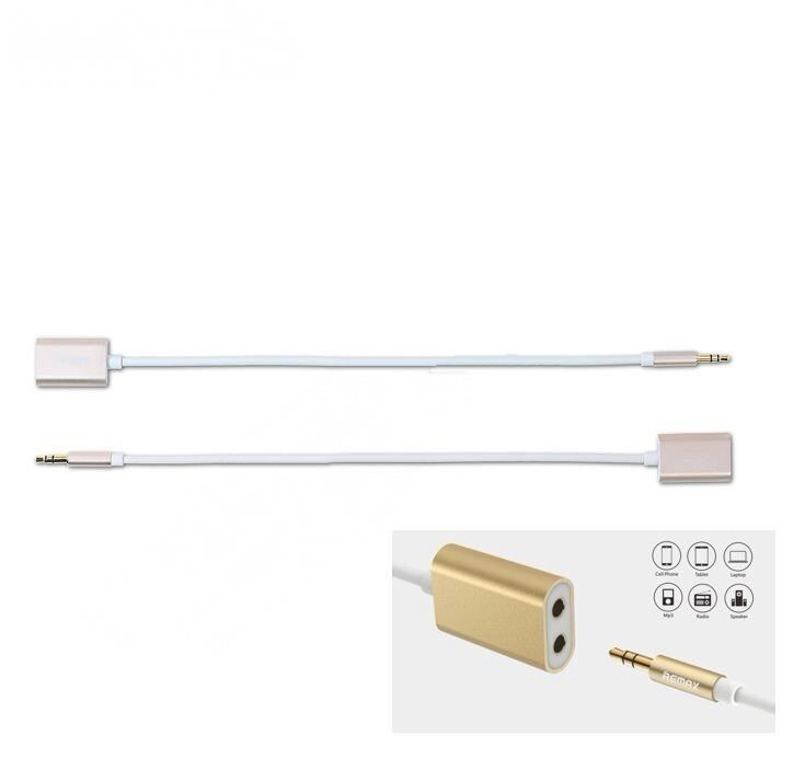 Двойник Remax для наушников 3.5 Audio Jack (золотой)