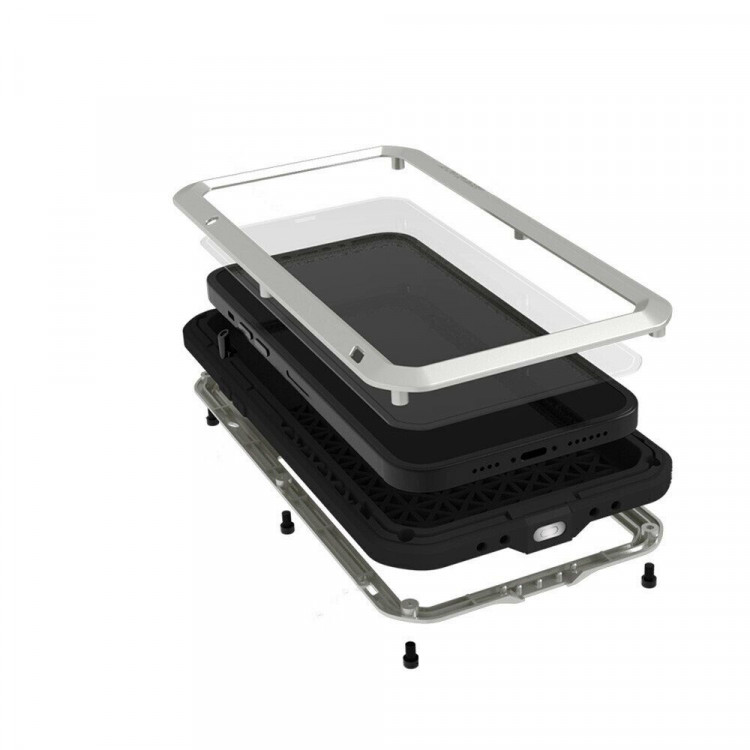 Гибридный чехол LOVE MEI для iPhone 13 (серебряный)