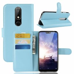 Чехол с визитницей для Nokia 6.1 Plus / X6 (2018) (голубой)